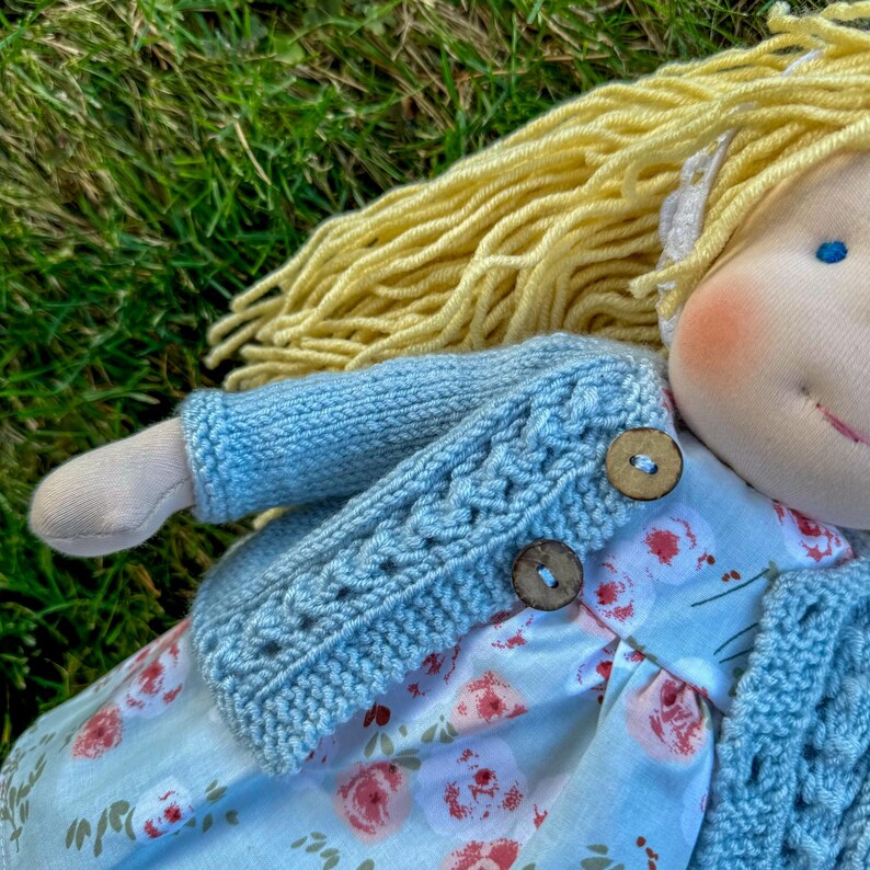 Handmade Waldorf Inspired Soft Textile Doll Christmas Gift for Kids - Personalized Plush First Baby Doll Birthday Gift for 2 Year Old Kids