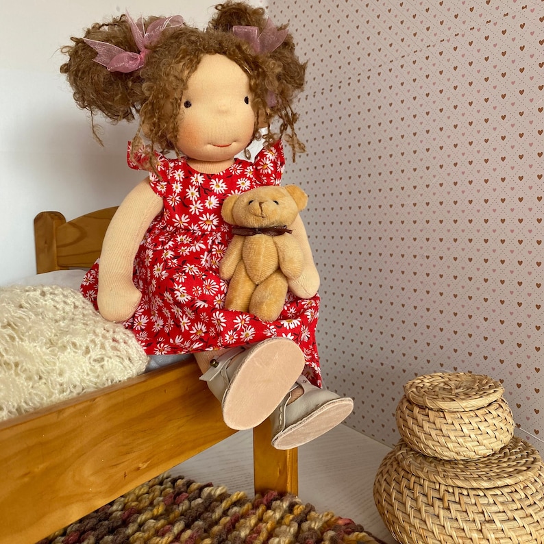 Handmade Waldorf Doll Mother's Day Gift for Wife - Custom First Baby Doll for 2 Year Old Girl - Personalized Steiner Doll Perfect Baby Gift