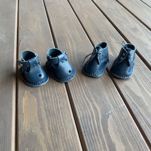 Waldorf ** Inspired Doll Dark Blue Shoes for 16-14 inch Dolls | Handmade Leather Doll Footwear & Boots