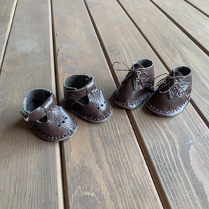Waldorf ** Inspired Doll Brown Shoes for 16-14 inch Dolls | Handmade Leather Doll Footwear & Boots