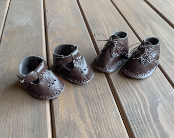 Waldorf Doll Brown Shoes for 16-14 inch Dolls | Handmade Leather Doll Footwear & Boots