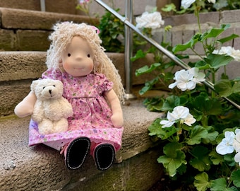 Handmade Waldorf ** Inspired Steiner Doll Personalized Birthday Gift for 1 Year Old Niece from Aunt, Custom Plush Family Doll Christmas Gift