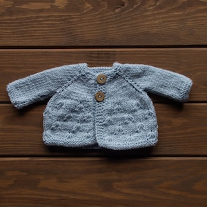 Waldorf ** Inspired Doll Light Blue Cardigan for 16 - 14 inch Dolls | Hand Knitted Wool Doll Cardigans