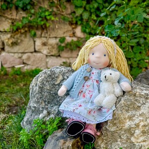 Handmade Waldorf Inspired Soft Textile Doll Christmas Gift for Kids - Personalized Plush First Baby Doll Birthday Gift for 2 Year Old Kids