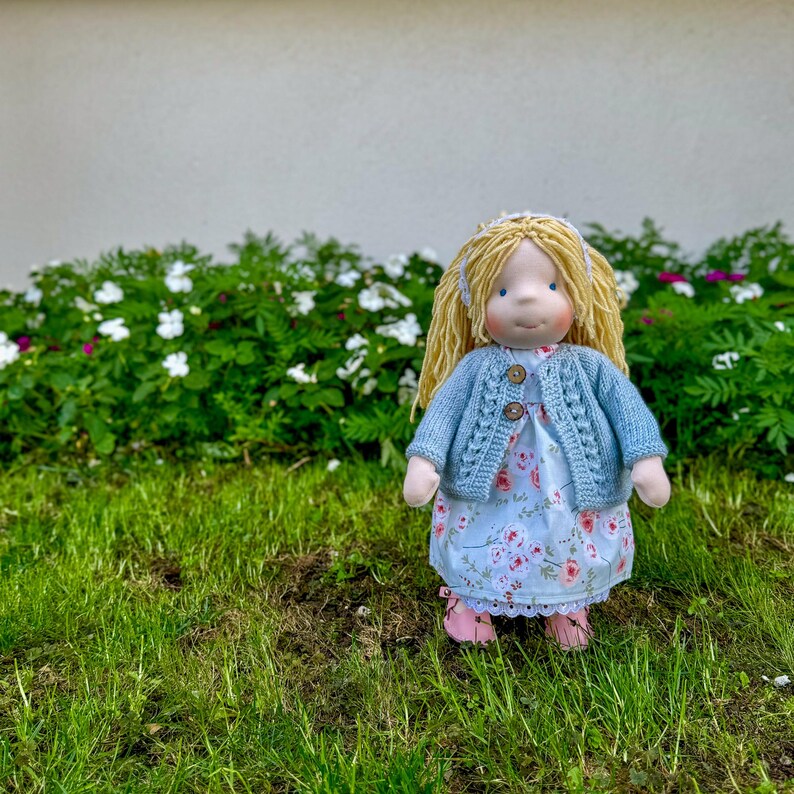 Handmade Waldorf Inspired Soft Textile Doll Christmas Gift for Kids - Personalized Plush First Baby Doll Birthday Gift for 2 Year Old Kids