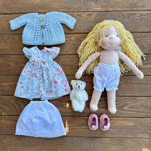 Handmade Waldorf Inspired Soft Textile Doll Christmas Gift for Kids - Personalized Plush First Baby Doll Birthday Gift for 2 Year Old Kids