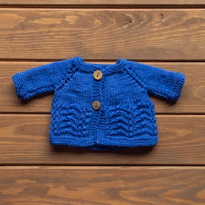 Waldorf ** Inspired Doll Dark Blue Cardigan for 16 - 14 inch Dolls | Hand Knitted Wool Doll Cardigans