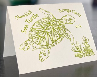 Letterpress note card: Sea turtle