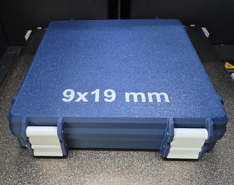 9mm Ammo Storage Case | 100 Rounds | Removable Tray & Locking Clips | 3D Printed