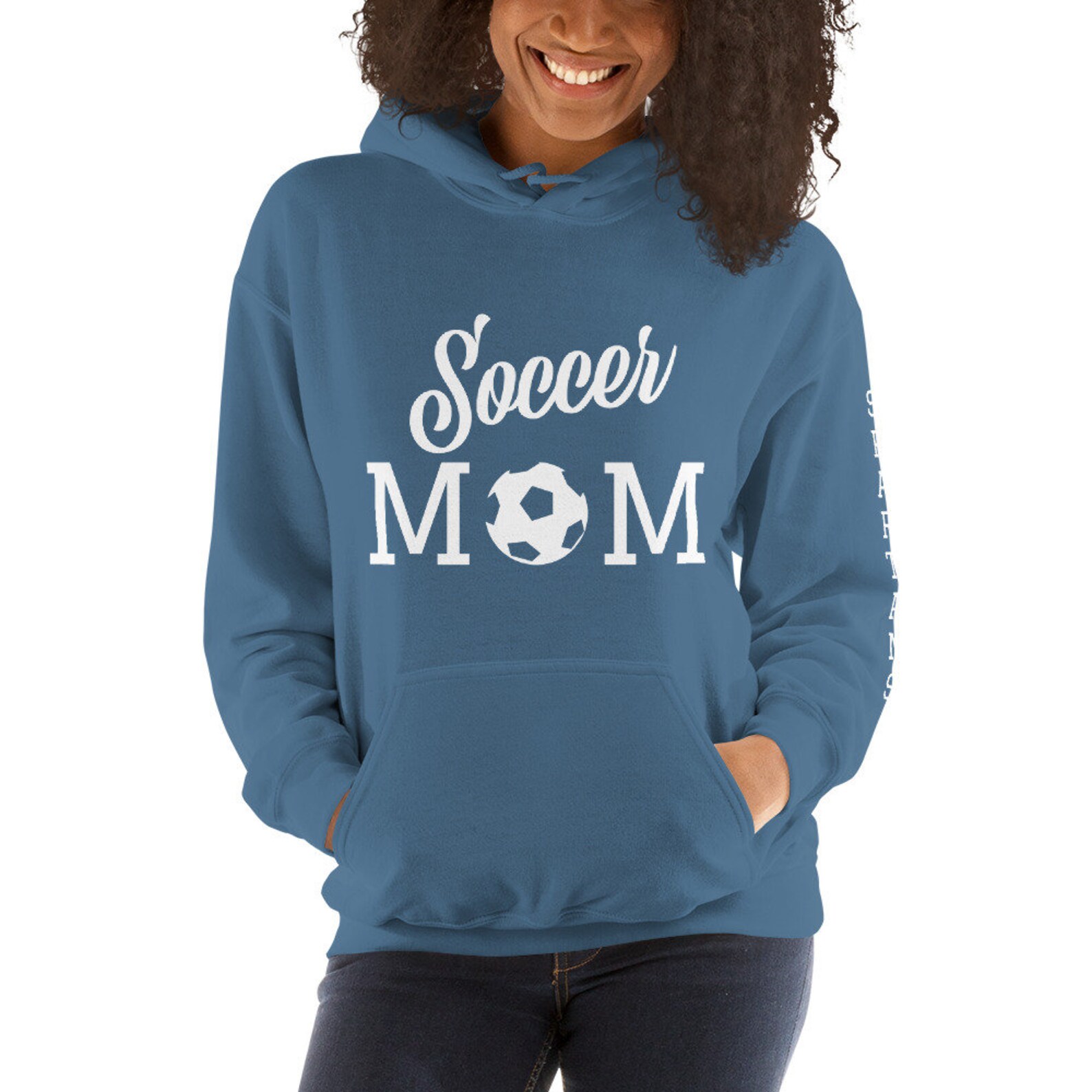 Soccer Mom Hoodie With Custom Name on Sleeve Mother's Etsy