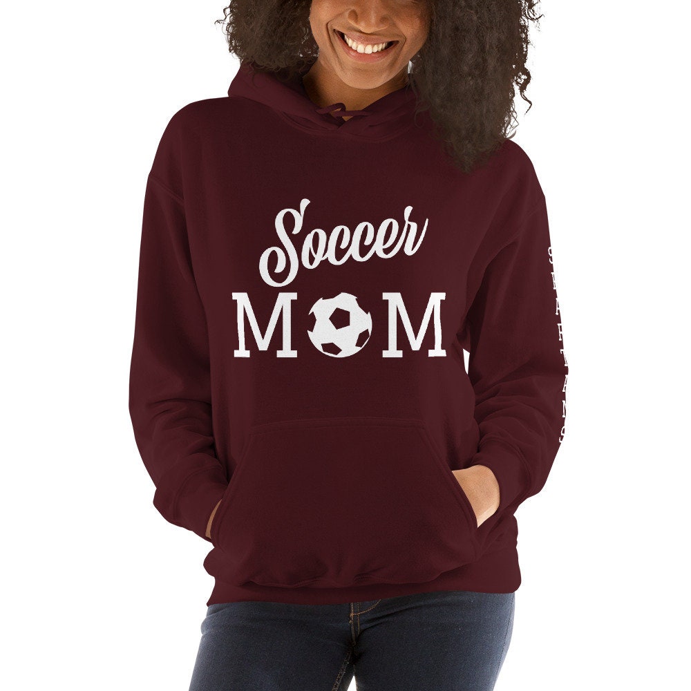 Soccer Mom Hoodie With Custom Name on Sleeve Mother's | Etsy