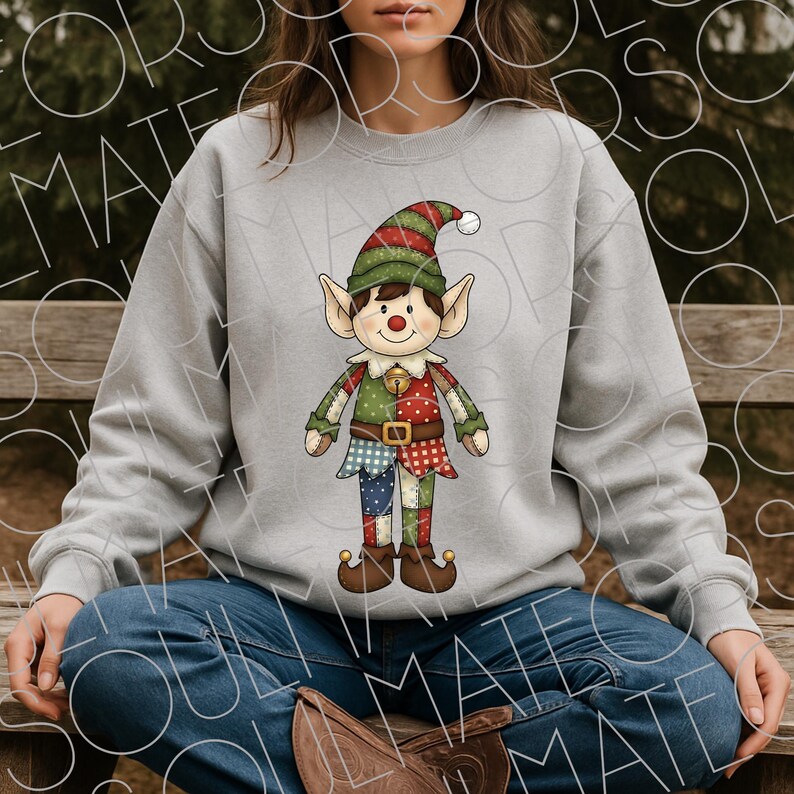 Patchwork Elf PNG, Quilted Christmas Sublimation Design Digital ...