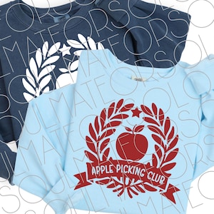 Apple Picking Club SVG PNG – Fall Harvest Shirt Design Single Layer for Cricut – Rustic Autumn Digital Download
