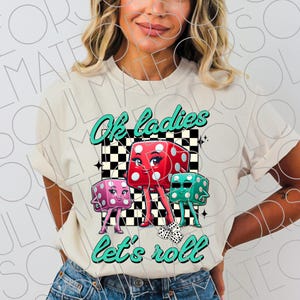 Bunco PNG File Digital Download Checkered Bunco Printable PNG Retro Bunco Dice PNG, Bunco Ladies Shirt Design For Game Night, Let's Roll