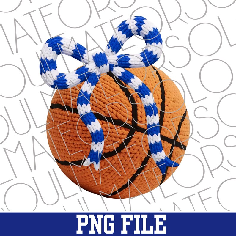 May include: An orange basketball with black lines and a blue and white striped bow. The text "PNG FILE" is displayed in a blue banner at the bottom of the image.