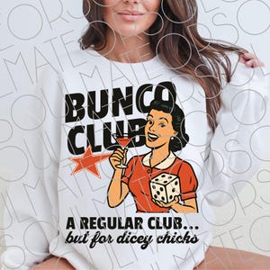 Bunco PNG File Digital Download, Funny Bunco Printable For Women Who Play Bunco, Retro Dice PNG, Bunco Ladies Shirt Design For Game Night