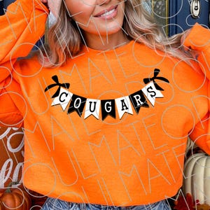 Cougars PNG, Game Day Png,  Retro Sports Cheer Basketball Football Shirt Png, Black And White Gameday Vibes Download