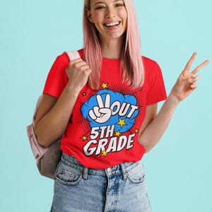 Peace Out 5th Grade PNG Last Day of School Fifth Grade Student Graduation Teacher Digital Download Superhero Comic End Of Year Printable