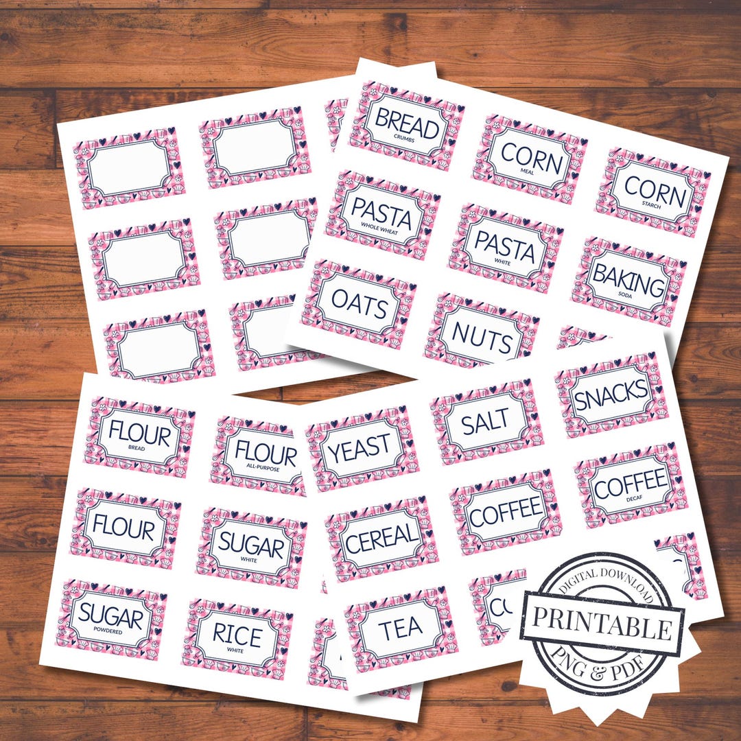 Kitchen Tags Pantry Labels Printable Set 36 Kitchen Label Stickers on 8.5x11 Sheets ...