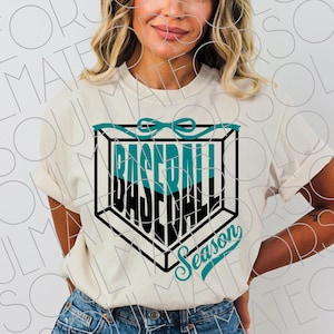 Baseball SVG, Baseball PNG, Coquette Bow Teal Black Retro Sports Game Day Baseball Season Shirt Sublimation,Instant Digital Download Clipart
