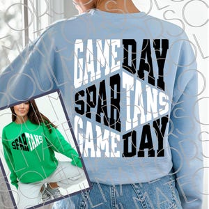 Spartans SVG, Spartans PNG, Game Day Svg, Game Day Png,  Retro Sports Front Back Football Shirt Png, Black And White Gameday Vibes Download