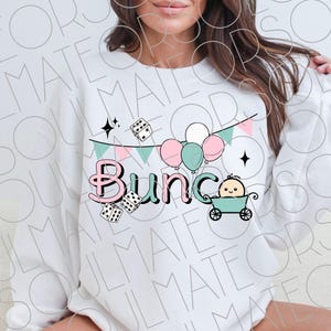 Bunco PNG File Digital Download Baby Shower Bunco Printable, Retro Bunco Dice PNG, Bunco Ladies Shirt Design For Game Night, Gender Reveal