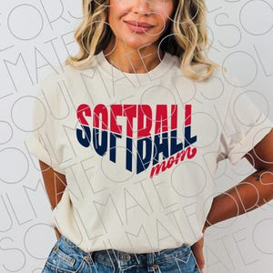 Softball Mom SVG, Softball Mom PNG, Red Navy Retro Sports Game Day Softball Sublimation Shirt Png,  Instant Digital Download Clipart for Mom