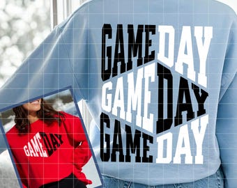 Game Day SVG, Game Day PNG, Game Day Varsity Svg Png, Retro Sports Png Svg,Front Back Football Png Svg Black And White Game day Vibes SVG