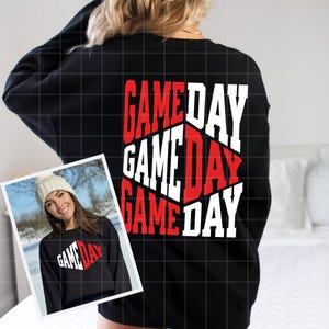 Game Day SVG, Game Day PNG, Game Day Varsity Svg Png, Retro Sports Png Svg,Front Back Football Png Svg Red And White Gameday Vibes SVG