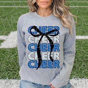 Cheer PNG, Royal Coquette Sports Cheer Bow Basketball Football Baseball Shirt Png, Game day Digital Download, Cutecore Stacked Design File