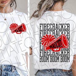 Custom Cheer PNG, Mascot Cheerleading Game Day Sublimation, Retro Nostalgic Firecracker Boom Boom Boom Football Basketball Team Front & Back