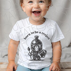 Trojan Png, Born to be a Trojan Png, Football Baby Boy Clothes Sublimation Png,  Expecting Mom New Dad Gift Png, Baby Bodysuit Graphic
