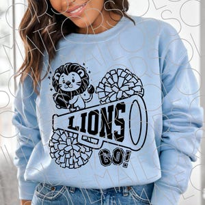 Lions Cheer SVG, Lions Football Cheer PNG, Lions Svg, Lions Png, Cheerleader Svg, Cheer Mom Png Cheerleading School Mascot