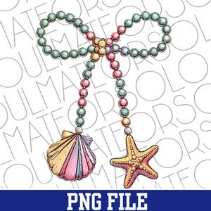 Coquette Pearl Bow Seashell Summer Png, Starfish Clam Shell Sublimation ...