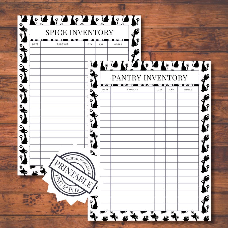 Kitchen Inventory Printable Bundle PDF Pantry, Spice, Freezer & Fridge ...