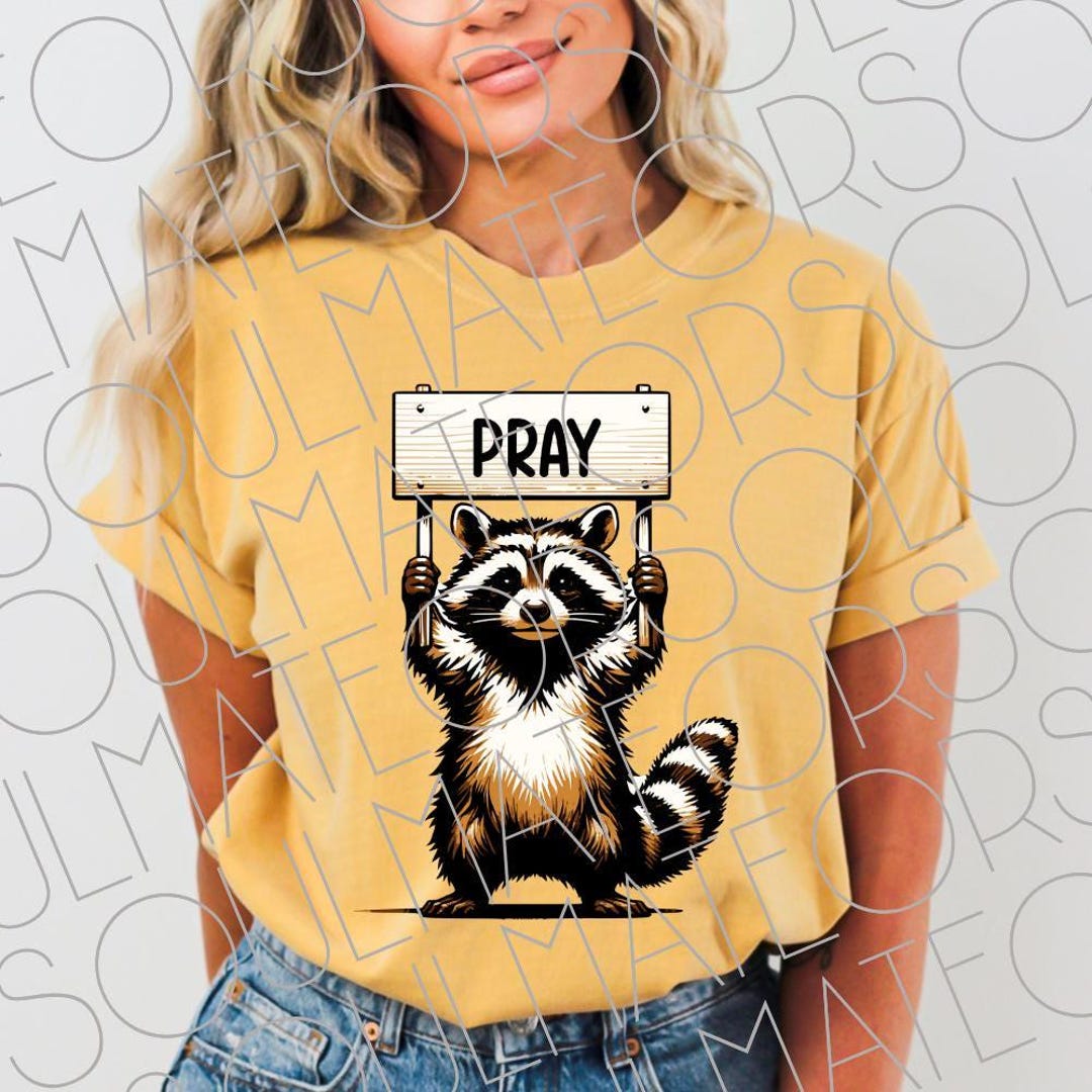 Pray Raccoon PNG – Christian Humor Animal Design for Youth Group ...