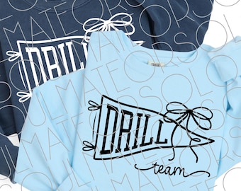 Drill Team SVG PNG, Girly Pennant & Bow Coquette Cut File and Sublimation Design Digital Download