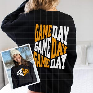 Game Day SVG, Game Day PNG, Game Day Varsity Svg Png, Retro Sports Png Svg,Front Back Football Png Svg Orange And White Gameday Vibes SVG