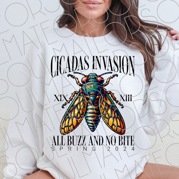 Cicadas Png, Cicada Spring Invasion Double Brood Emergence Convergence Shirt Sublimation Png, Brood XIX Brood XIII Cicada Insects Clipart