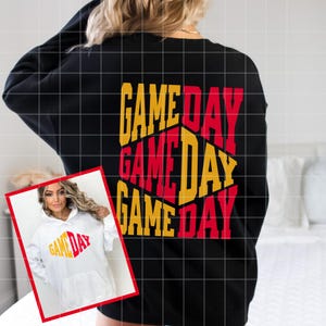 Game Day SVG, Game Day PNG, Game Day Varsity Svg Png, Retro Sports Png Svg,Front Back Football Png Svg Red and Gold Gameday Vibes SVG Kansas