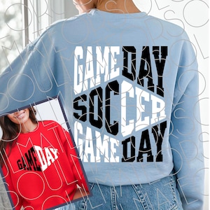 Soccer Svg, Soccer Png, Game Day SVG, Soccer Game Day PNG, Front Back Retro Soccer Game Day Black White Gameday Vibes SVG Sublimation Bundle