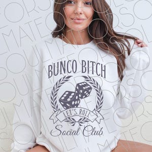 Bunco PNG File Digital Download, Bunco Printable For Women Who Play Bunco, Retro Dice PNG, Bunco Bitch Ladies Shirt Design For Game Night
