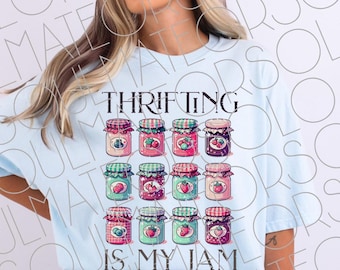 Retro Jam Jar Thrift Shirt Design: Colorful Coquette PNG (Digital Download