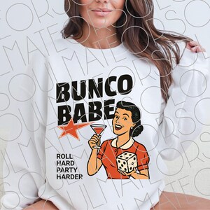 Bunco PNG File Digital Download, Funny Bunco Printable For Women Who Play Bunco, Retro Dice PNG, Bunco Ladies Shirt Design For Game Night