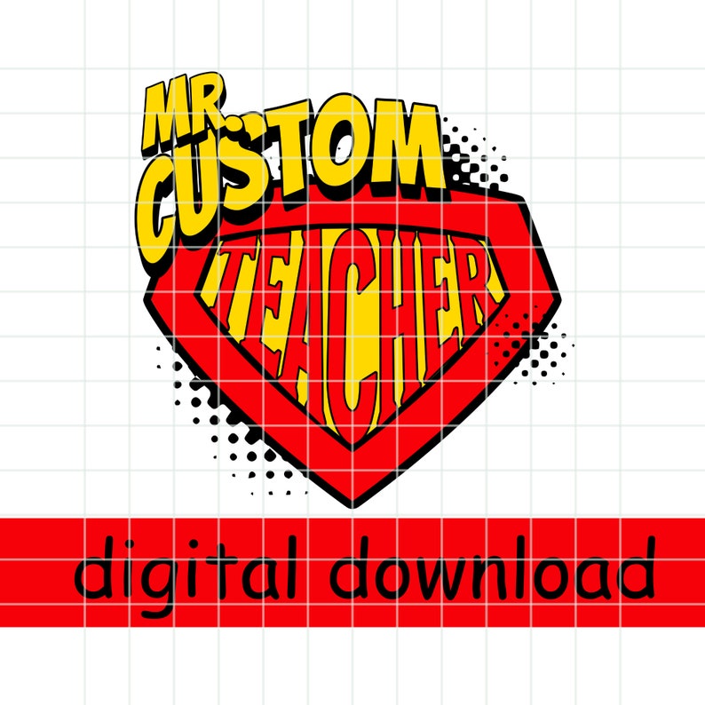 Custom Teacher Superhero PNG File Personalized Teacher Comic - Etsy