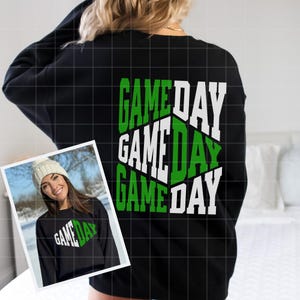 Game Day SVG, Game Day PNG, Game Day Varsity Svg Png, Retro Sports Png Svg,Front Back Football Png Svg Green And White Gameday Vibes Svg