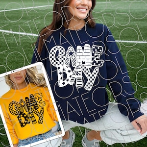 Game Day SVG | Patterned Look Cut File | Faux Print Design for Cricut | Bold Game Day Shirt SVG | Single Color SVG | Instant Download Png