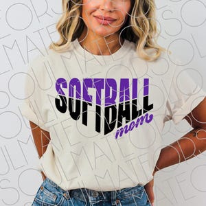 Softball Mom SVG PNG, Purple Black Retro Sports Game Day Shirt Sublimation Design