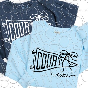 Court Cutie SVG PNG – Coquette Sports Pennant Design for Cricut – Tennis Volleyball Shirt File – Bonus Game Day Babe Included