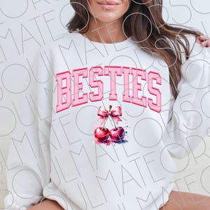 Besties Trendy Png, Coquette Aesthetic Best Friend PNG For Sublimation, Cherries Pink Bow Girly Besties Shirt Png Digital Download Printable